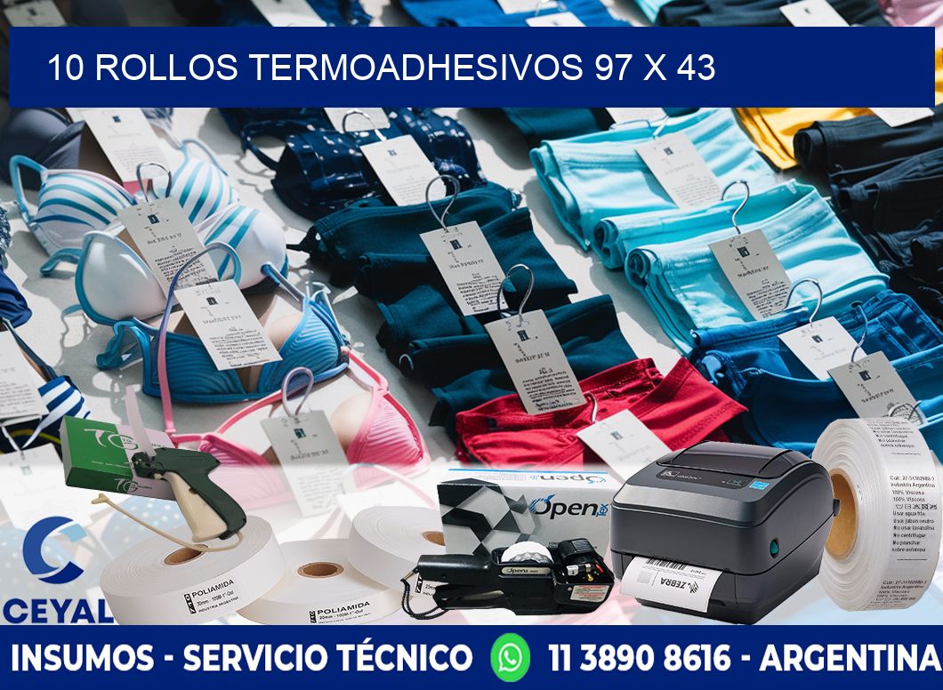10 ROLLOS TERMOADHESIVOS 97 x 43