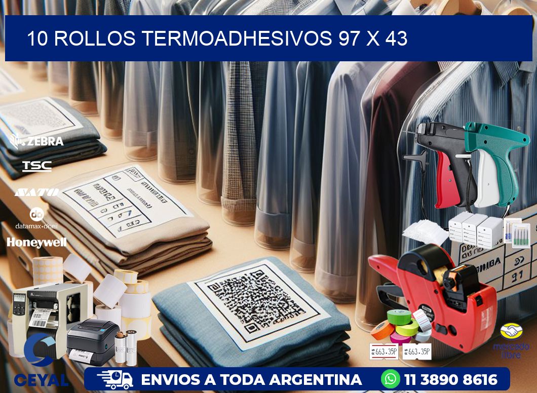 10 ROLLOS TERMOADHESIVOS 97 x 43
