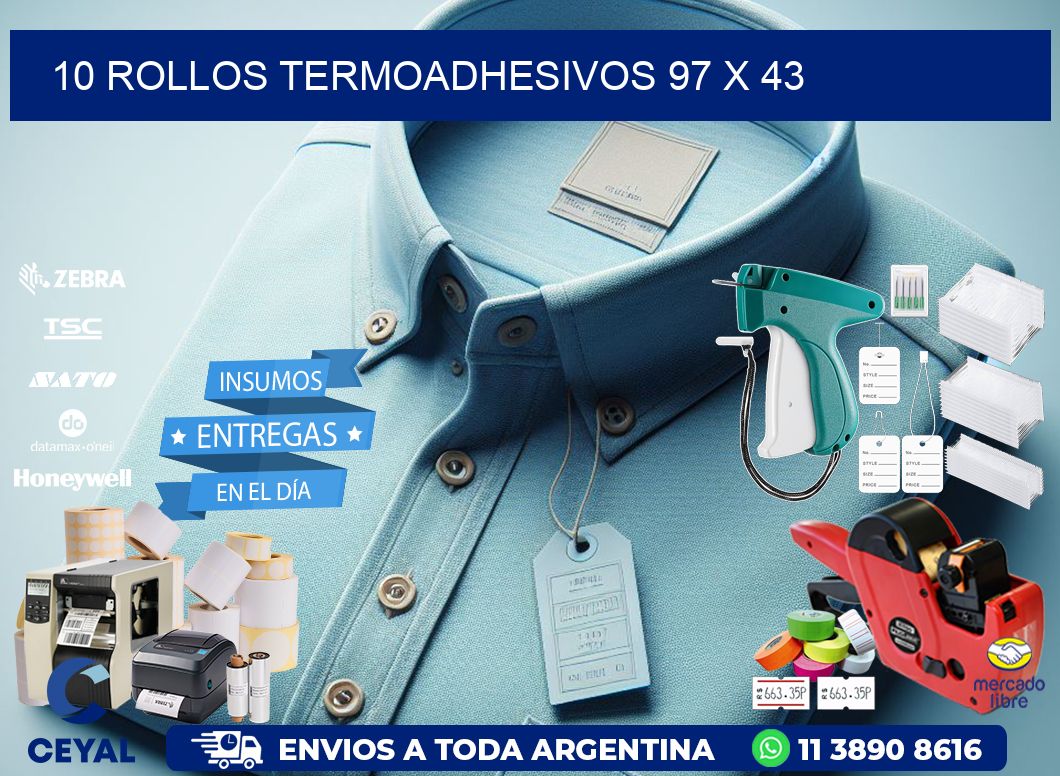 10 ROLLOS TERMOADHESIVOS 97 x 43