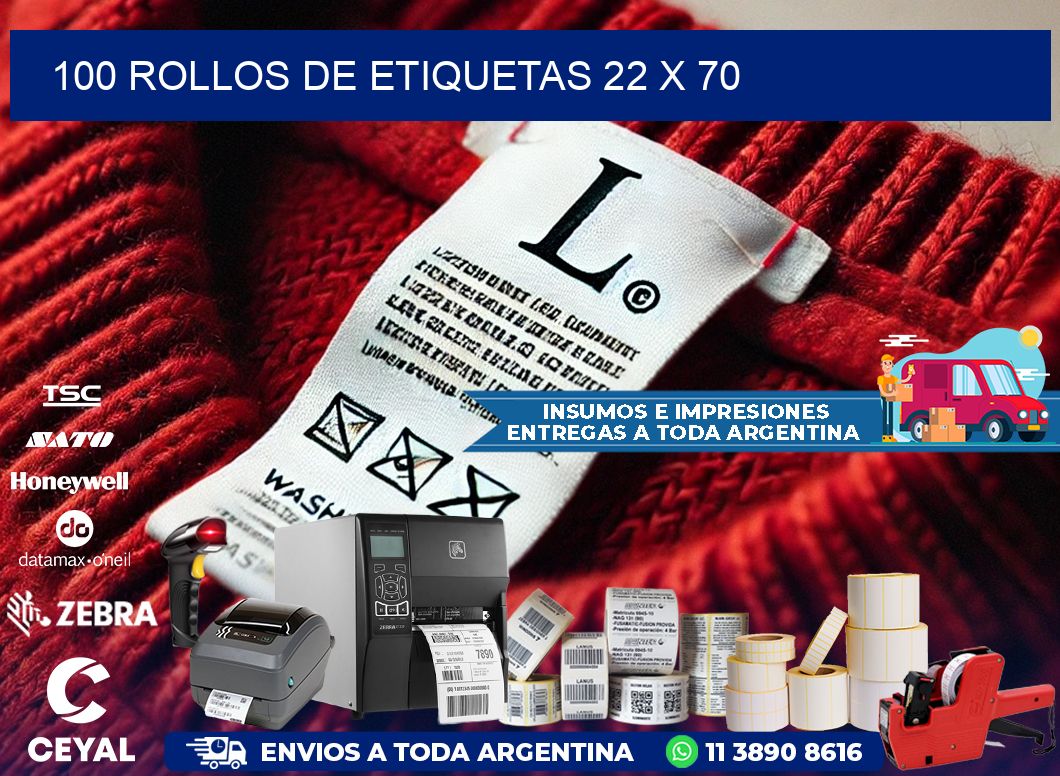 100 ROLLOS DE ETIQUETAS 22 x 70
