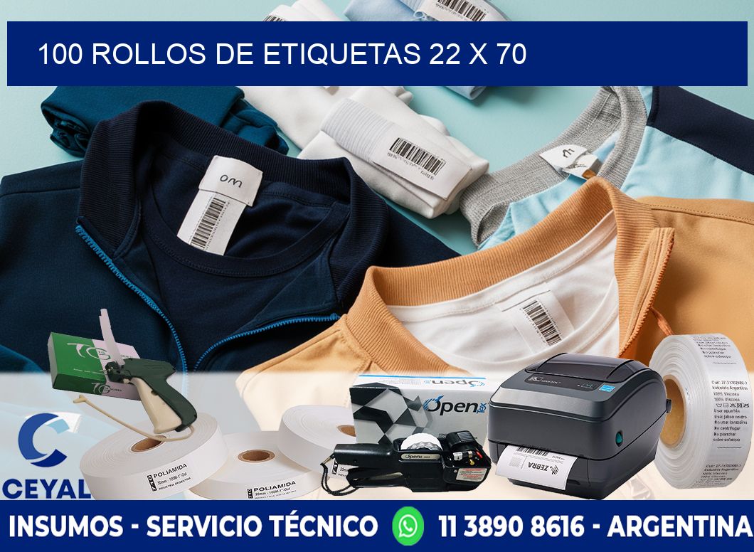 100 ROLLOS DE ETIQUETAS 22 x 70
