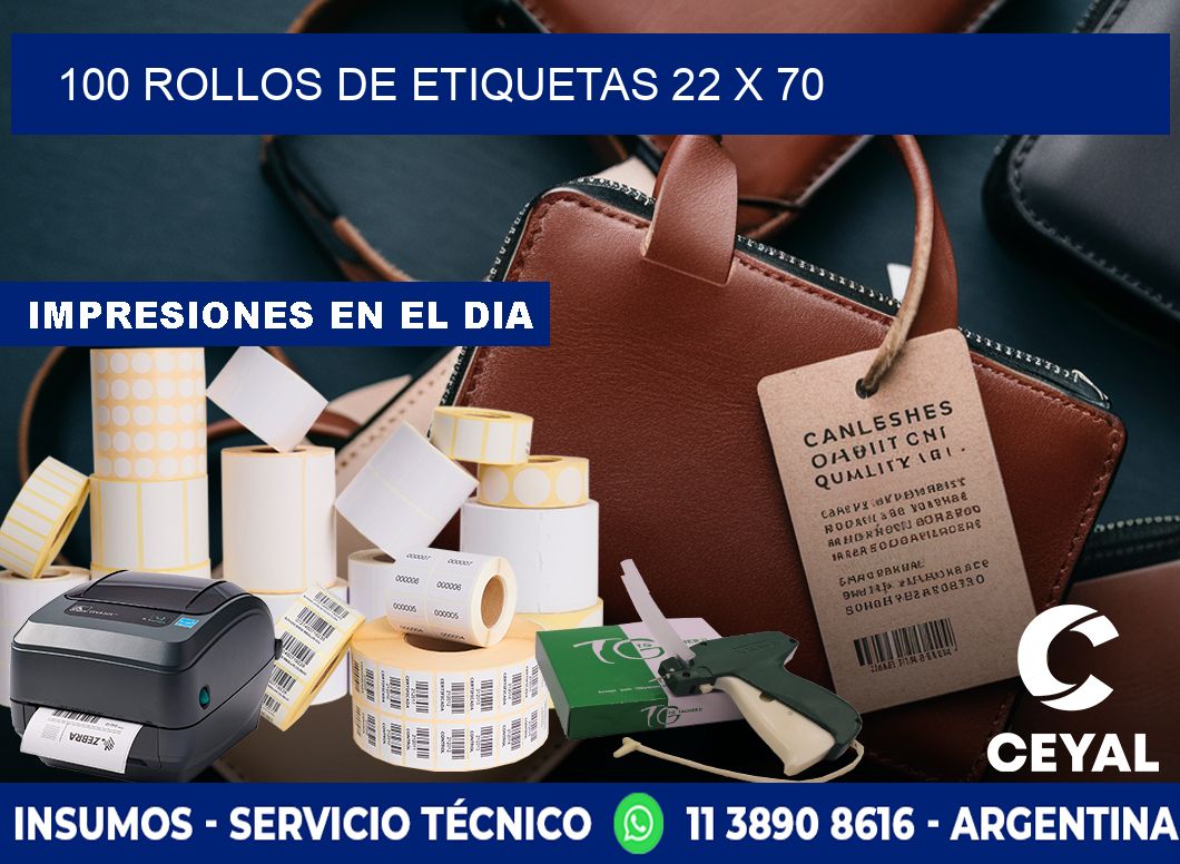 100 ROLLOS DE ETIQUETAS 22 x 70