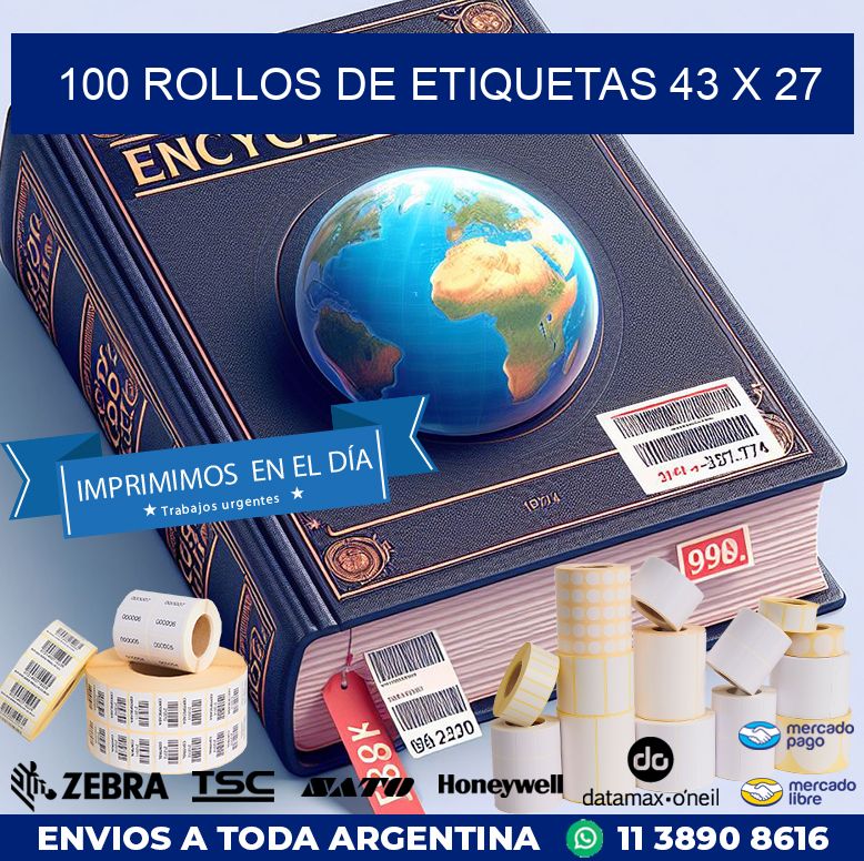 100 ROLLOS DE ETIQUETAS 43 x 27