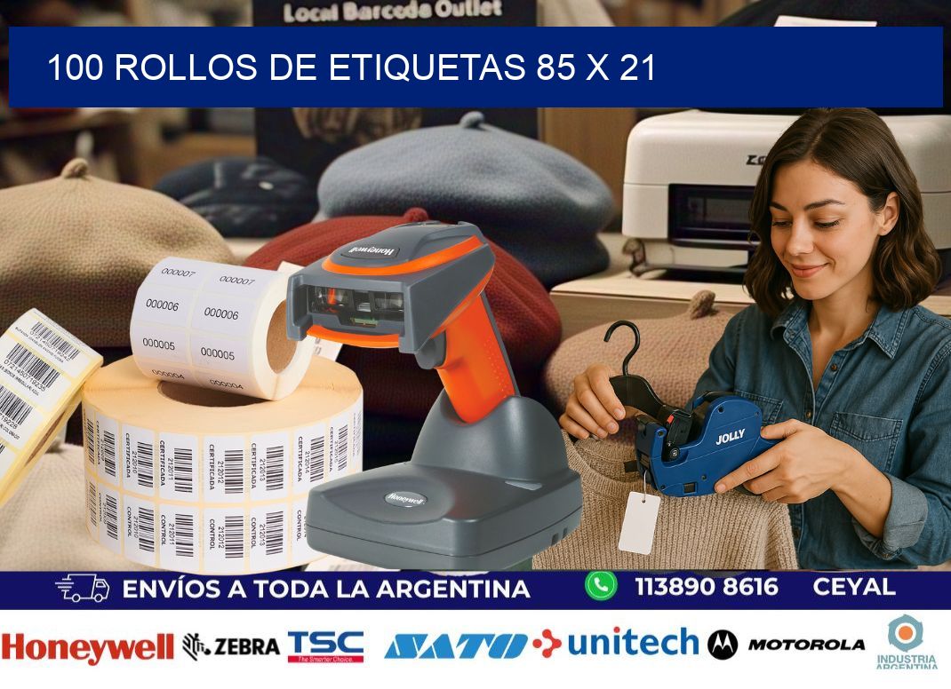 100 ROLLOS DE ETIQUETAS 85 x 21