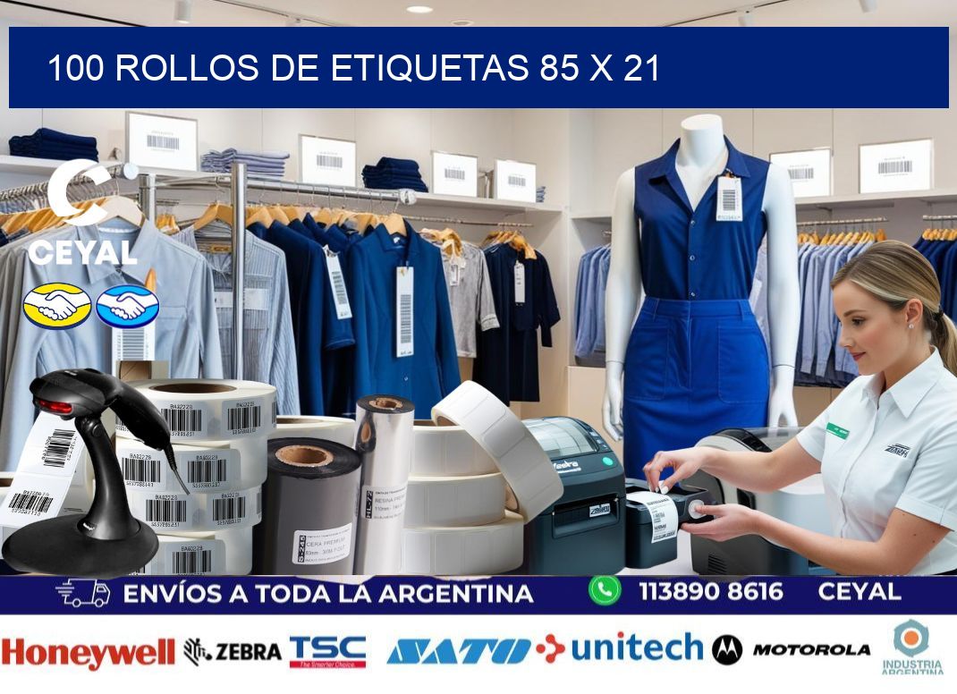 100 ROLLOS DE ETIQUETAS 85 x 21