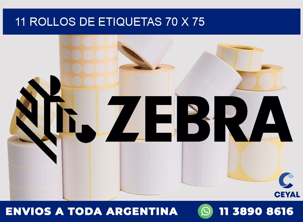 11 ROLLOS DE ETIQUETAS 70 x 75