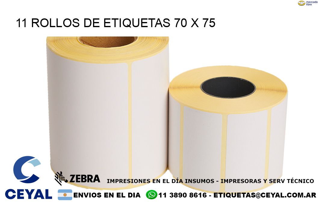 11 ROLLOS DE ETIQUETAS 70 x 75