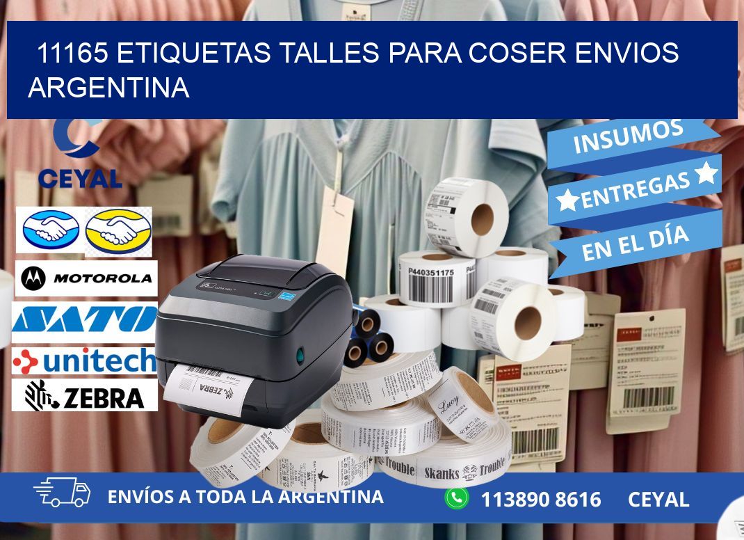 11165 ETIQUETAS TALLES PARA COSER ENVIOS ARGENTINA