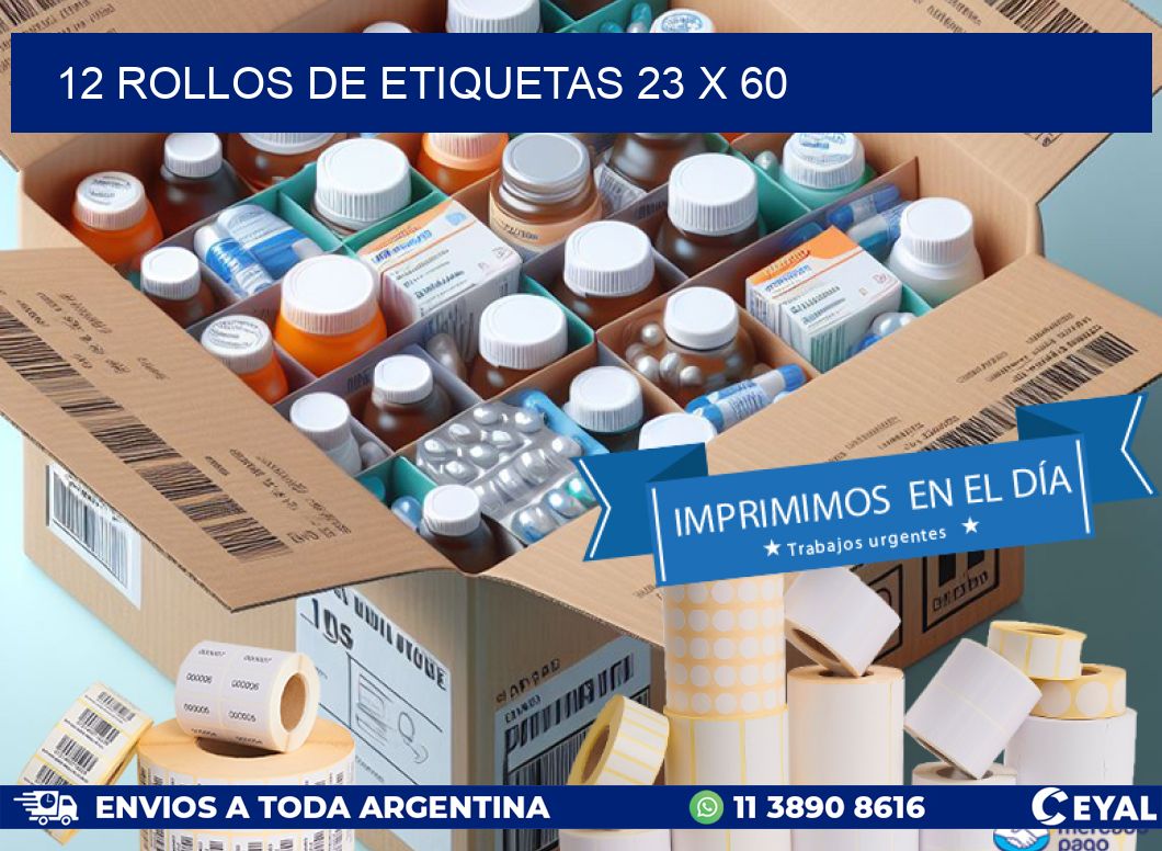 12 ROLLOS DE ETIQUETAS 23 x 60