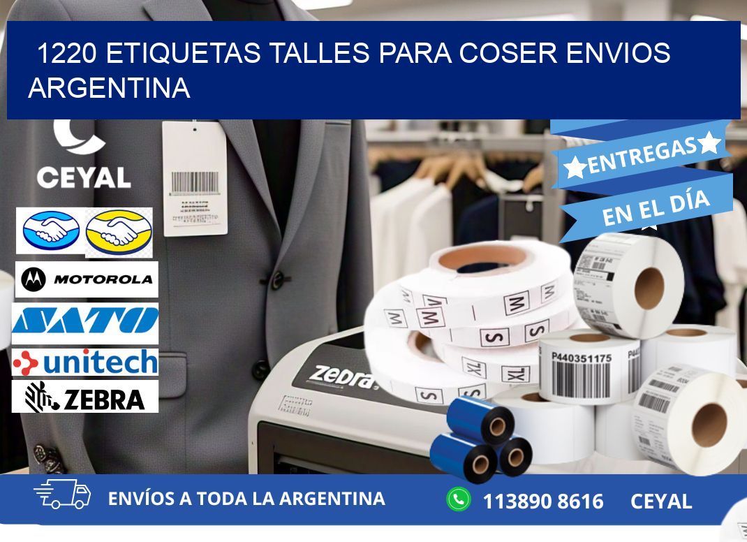 1220 ETIQUETAS TALLES PARA COSER ENVIOS ARGENTINA