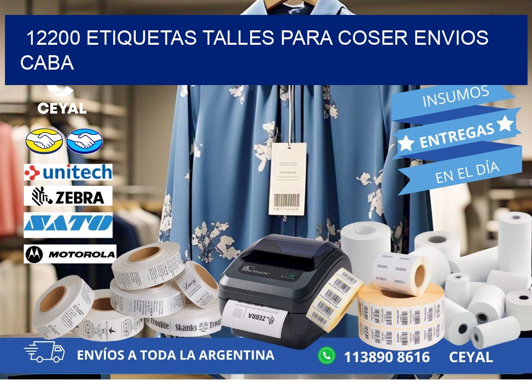 12200 ETIQUETAS TALLES PARA COSER ENVIOS CABA