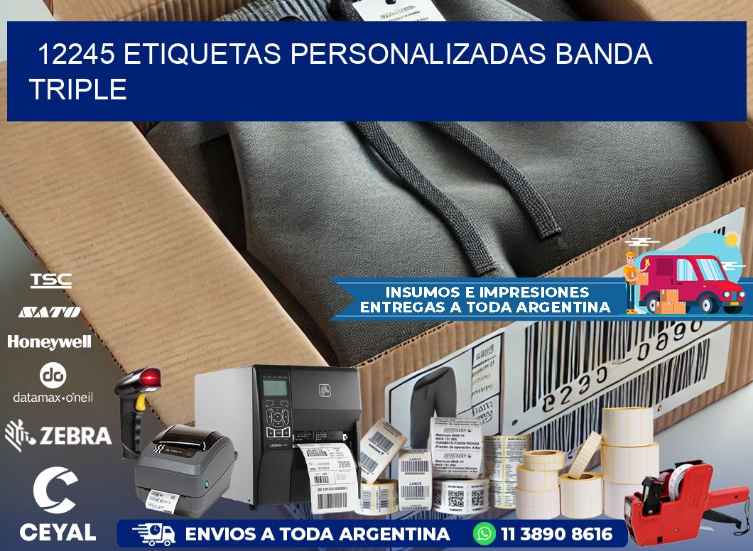 12245 Etiquetas personalizadas banda triple