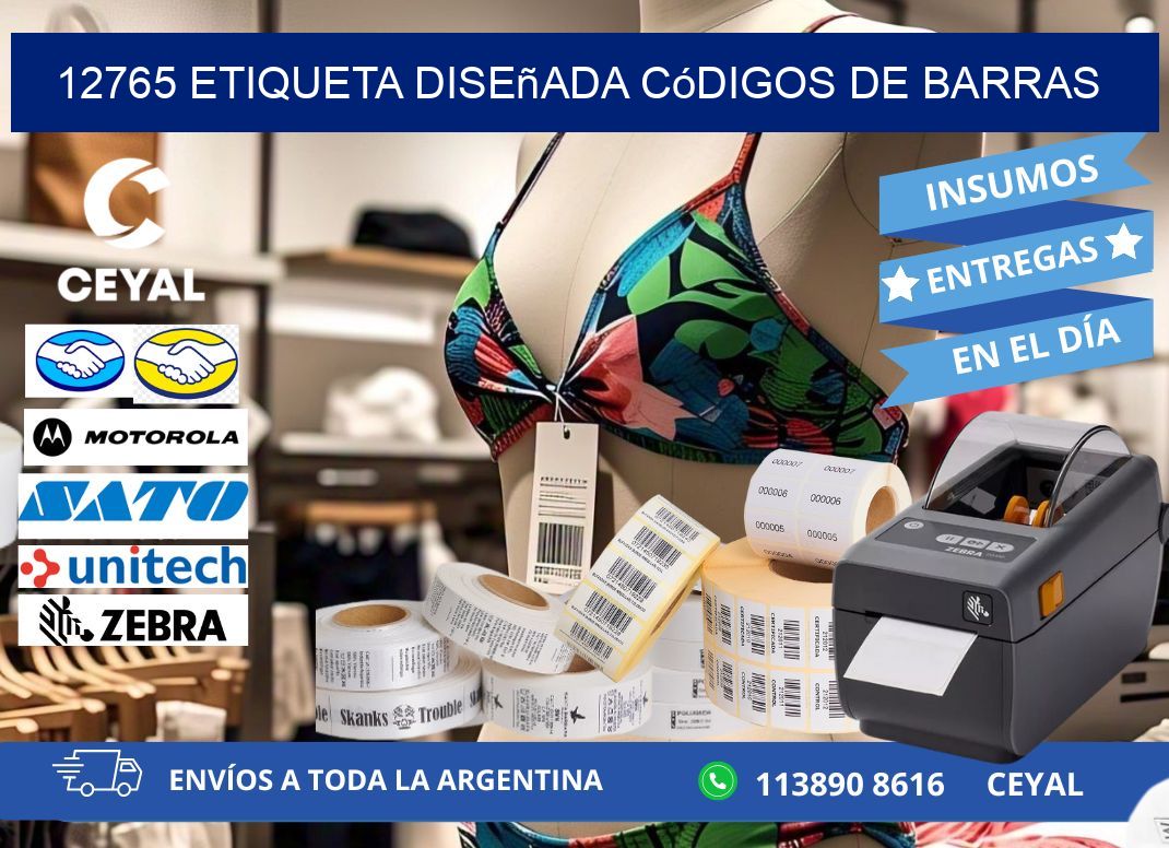 12765 etiqueta diseñada códigos de barras