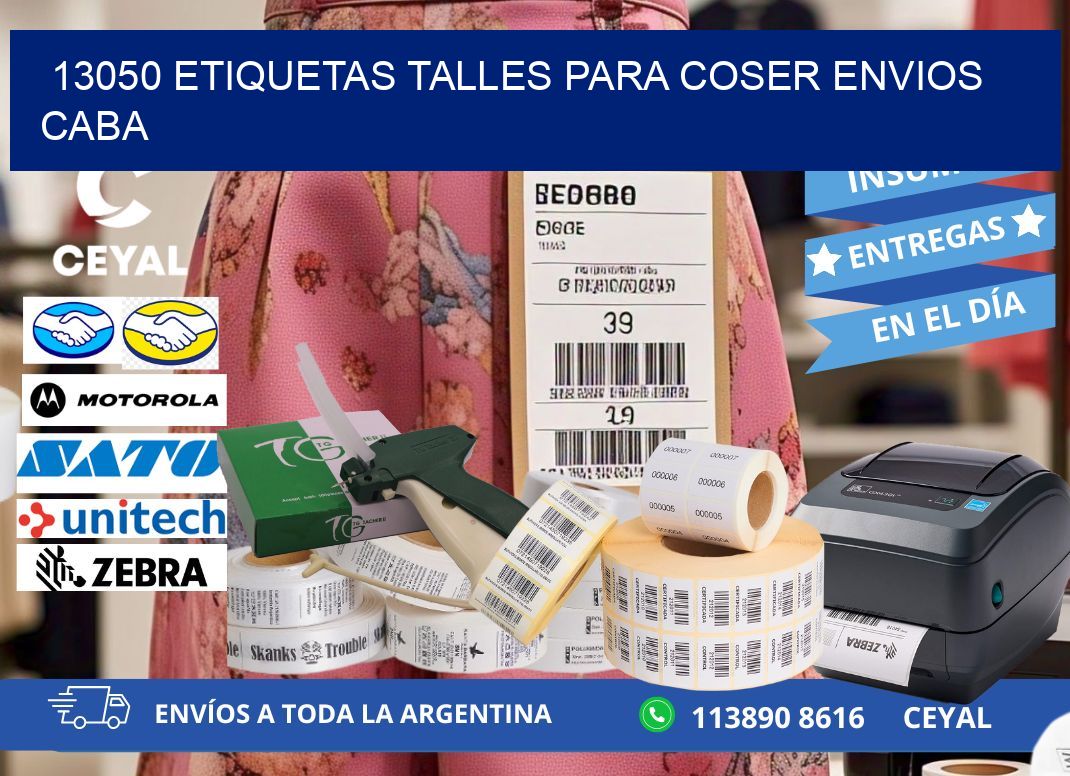 13050 ETIQUETAS TALLES PARA COSER ENVIOS CABA