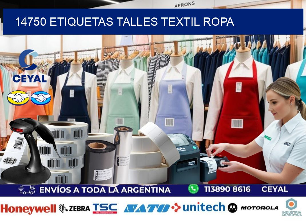 14750 ETIQUETAS TALLES TEXTIL ROPA