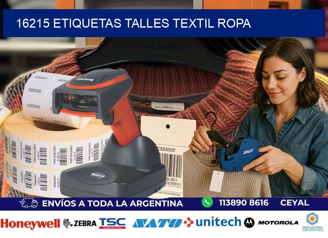 16215 ETIQUETAS TALLES TEXTIL ROPA