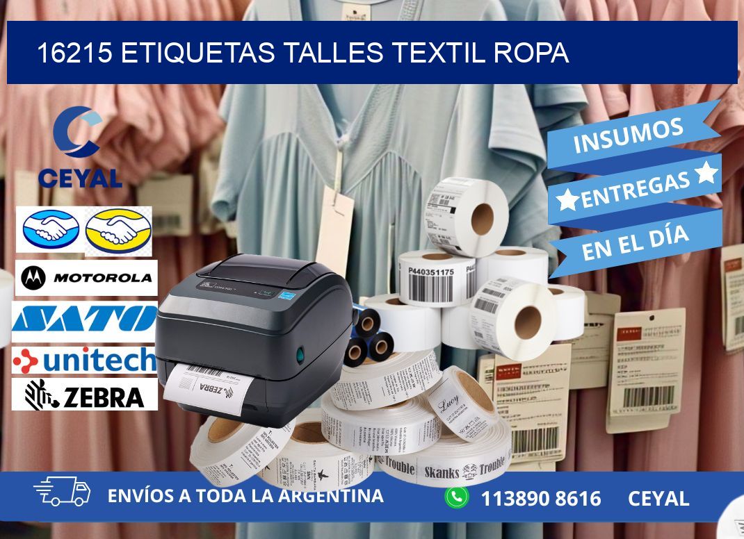 16215 ETIQUETAS TALLES TEXTIL ROPA