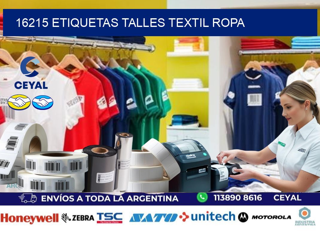16215 ETIQUETAS TALLES TEXTIL ROPA