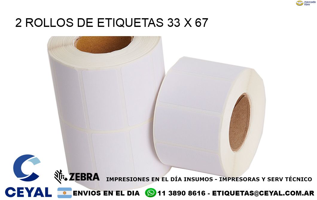 2 ROLLOS DE ETIQUETAS 33 x 67