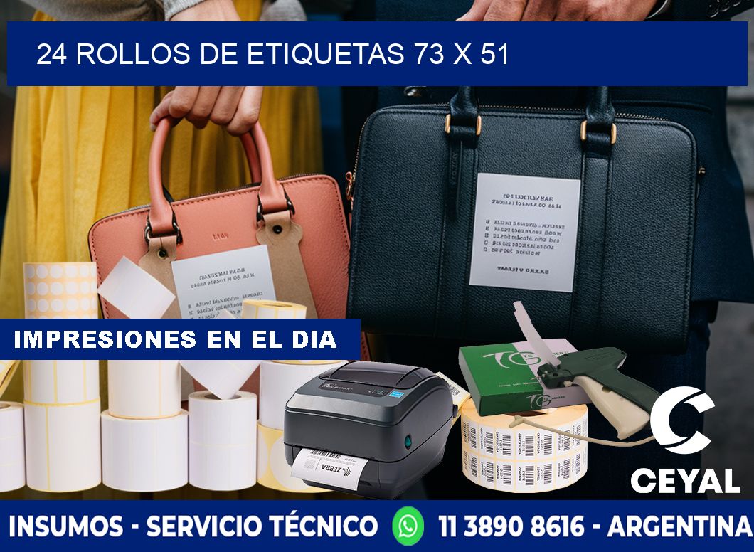 24 ROLLOS DE ETIQUETAS 73 x 51