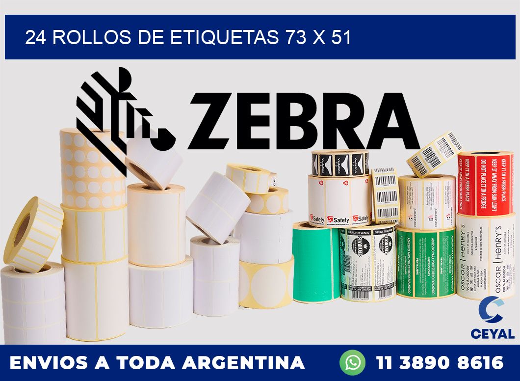 24 ROLLOS DE ETIQUETAS 73 x 51