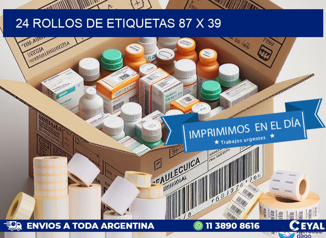 24 ROLLOS DE ETIQUETAS 87 x 39