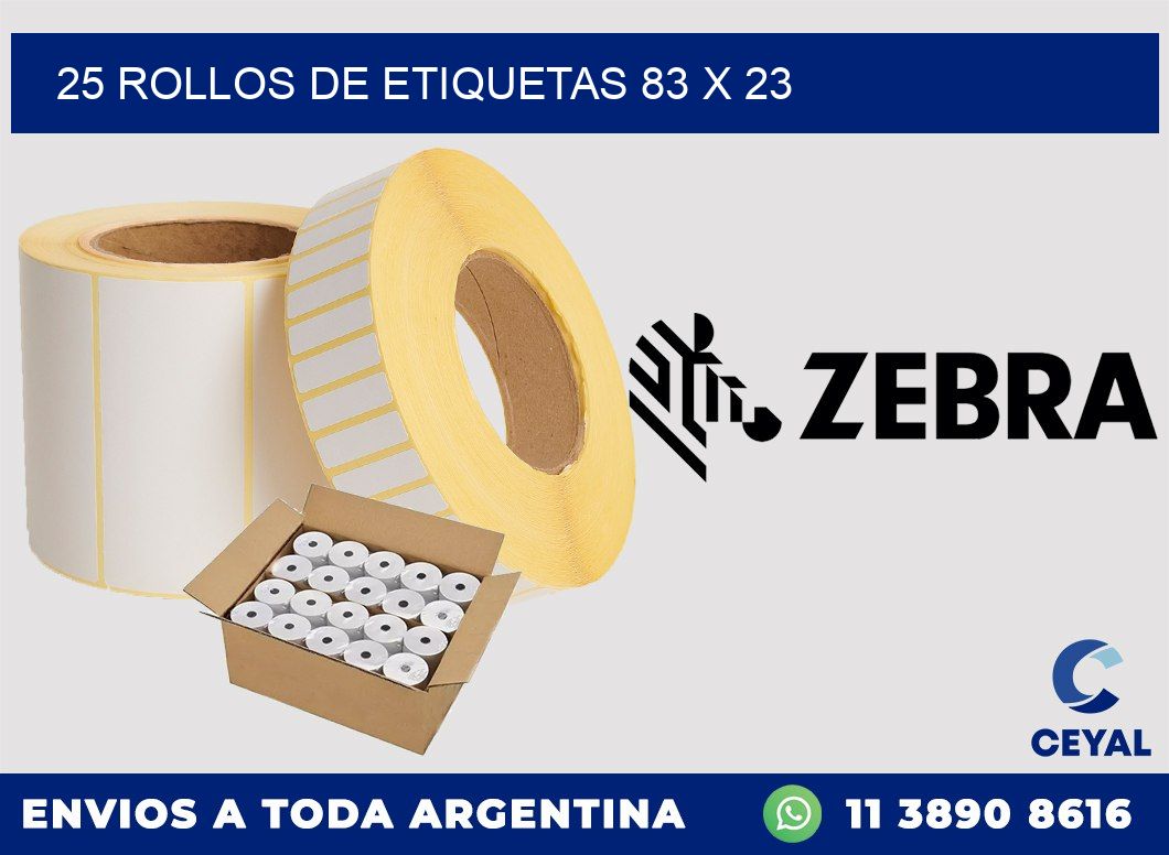 25 ROLLOS DE ETIQUETAS 83 x 23