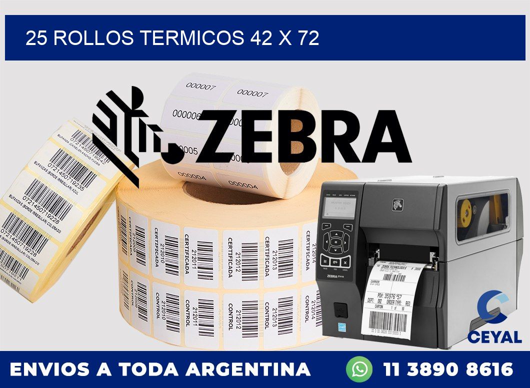 25 ROLLOS TERMICOS 42 x 72