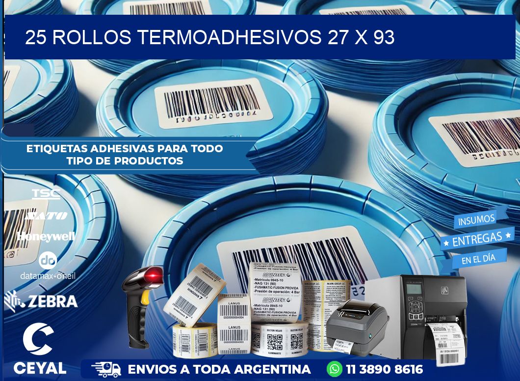 25 ROLLOS TERMOADHESIVOS 27 x 93