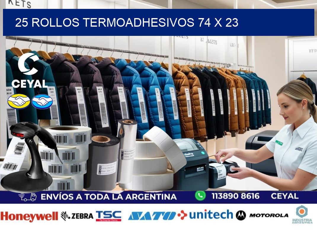 25 ROLLOS TERMOADHESIVOS 74 x 23