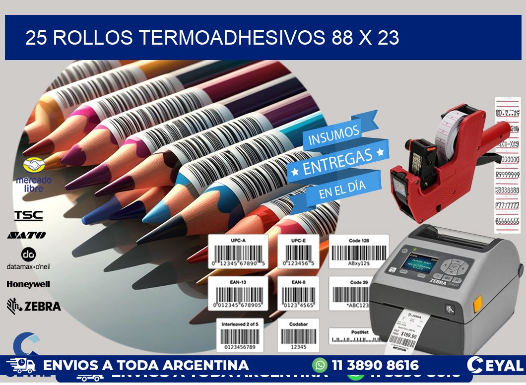 25 ROLLOS TERMOADHESIVOS 88 x 23