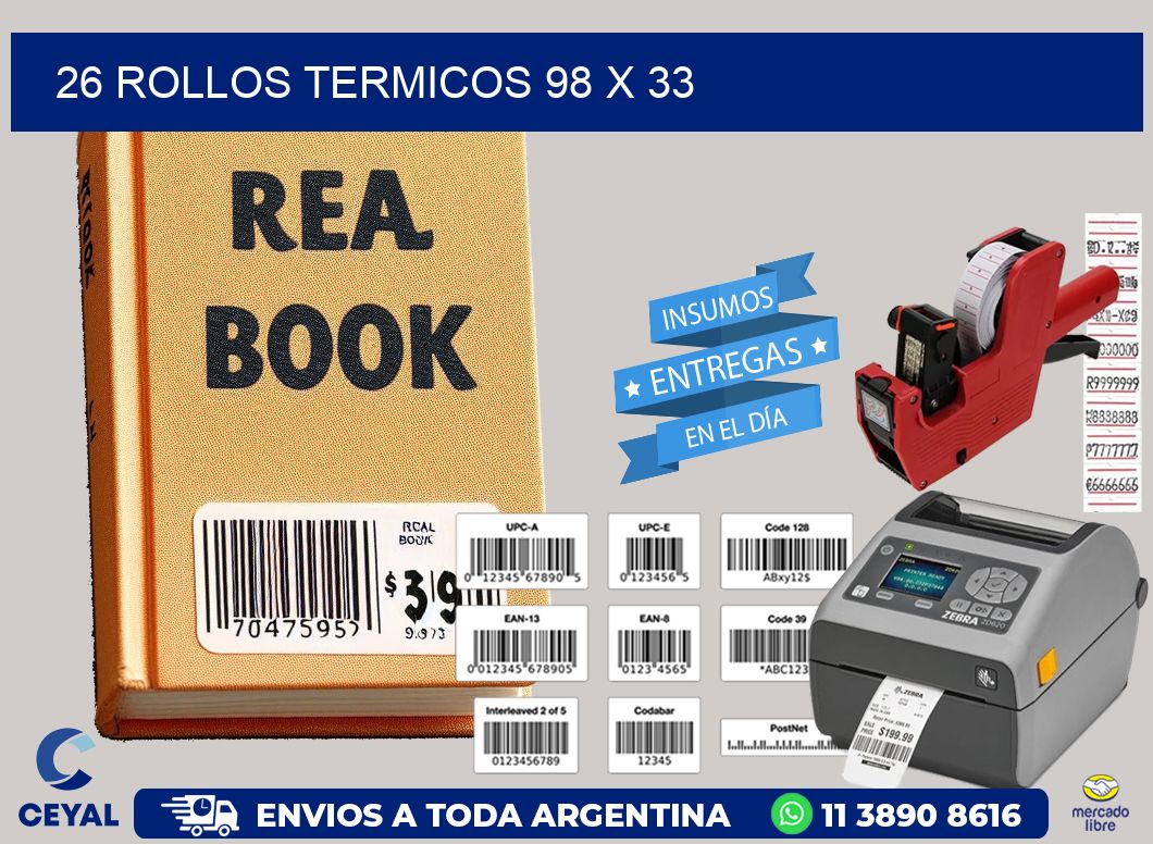 26 ROLLOS TERMICOS 98 x 33