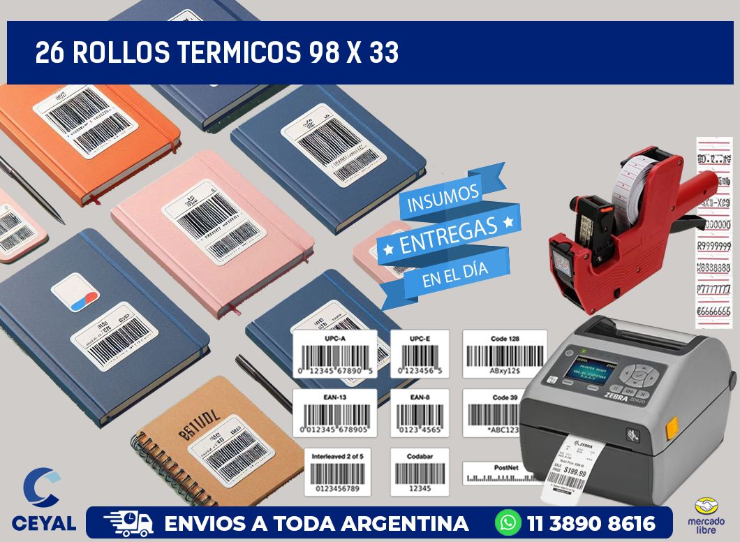 26 ROLLOS TERMICOS 98 x 33