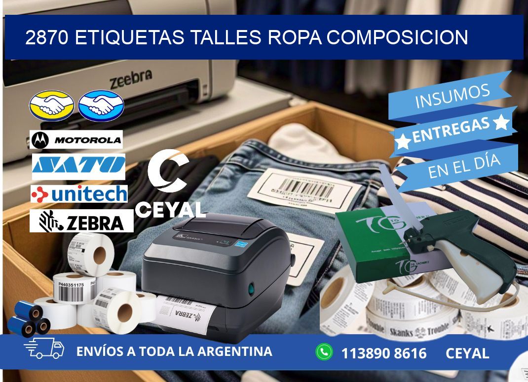 2870 ETIQUETAS TALLES ROPA COMPOSICION