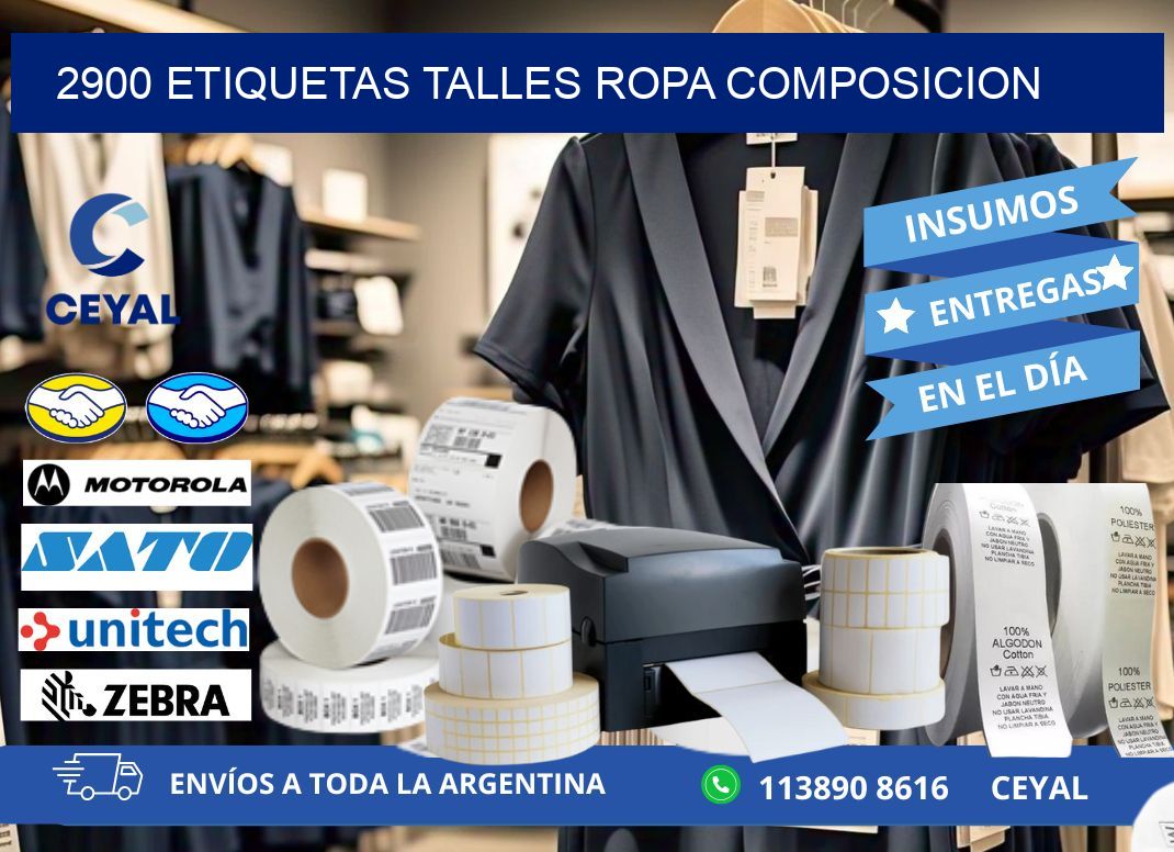 2900 ETIQUETAS TALLES ROPA COMPOSICION