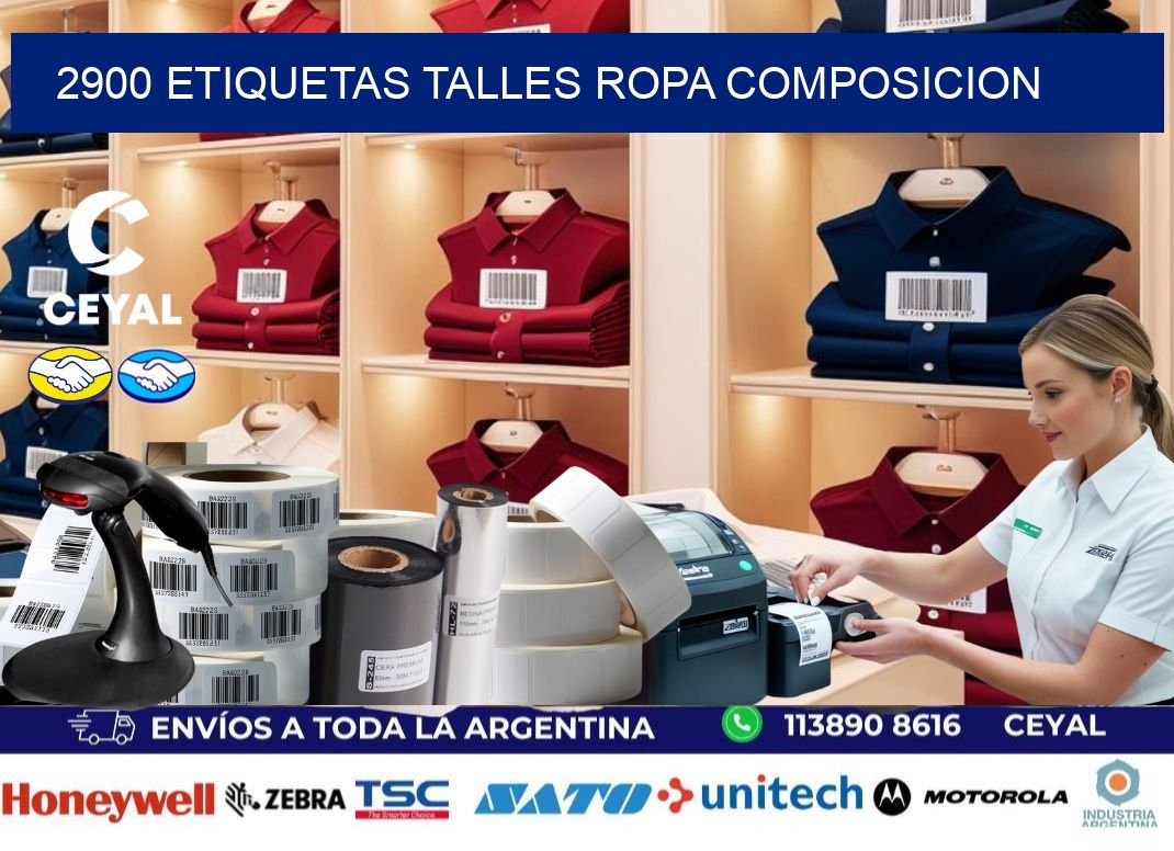2900 ETIQUETAS TALLES ROPA COMPOSICION
