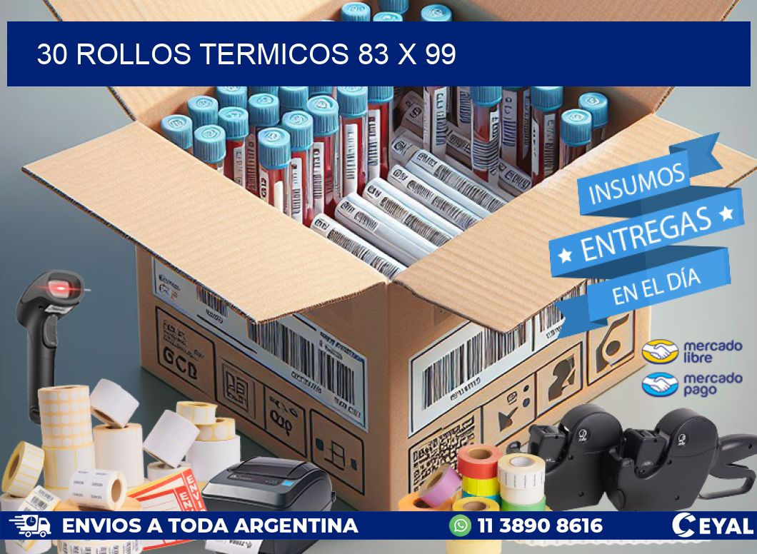 30 ROLLOS TERMICOS 83 x 99
