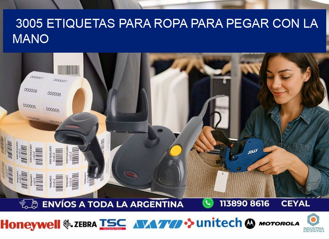 3005 Etiquetas para ropa para pegar con la mano