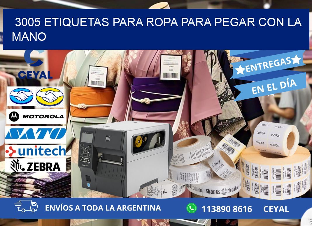 3005 Etiquetas para ropa para pegar con la mano