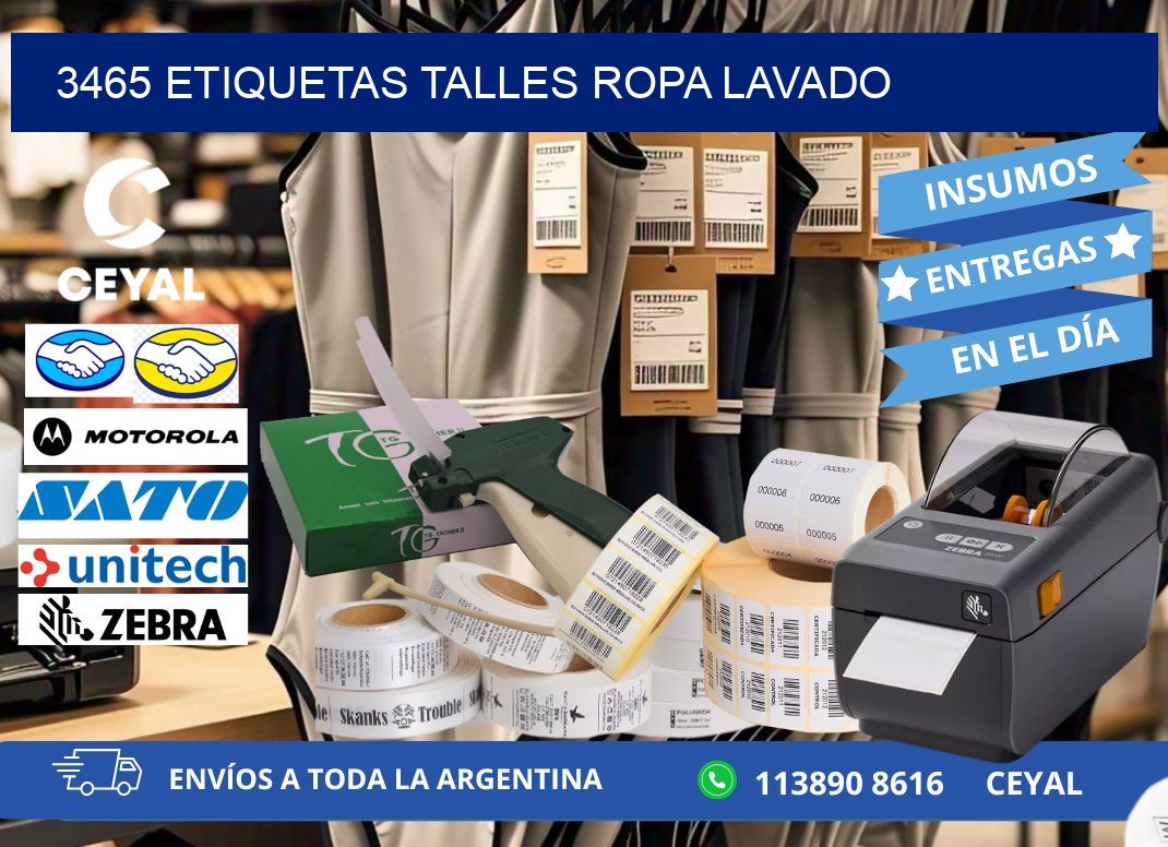 3465 ETIQUETAS TALLES ROPA LAVADO