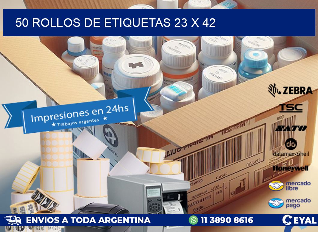50 ROLLOS DE ETIQUETAS 23 x 42
