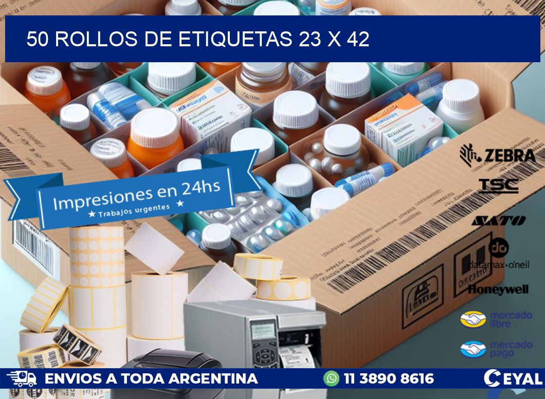 50 ROLLOS DE ETIQUETAS 23 x 42