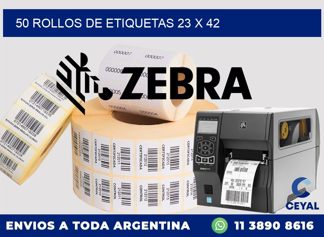 50 ROLLOS DE ETIQUETAS 23 x 42