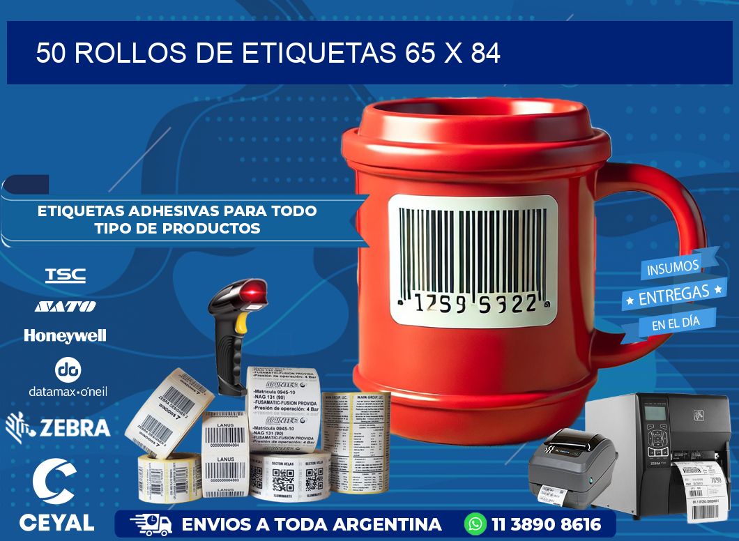 50 ROLLOS DE ETIQUETAS 65 x 84