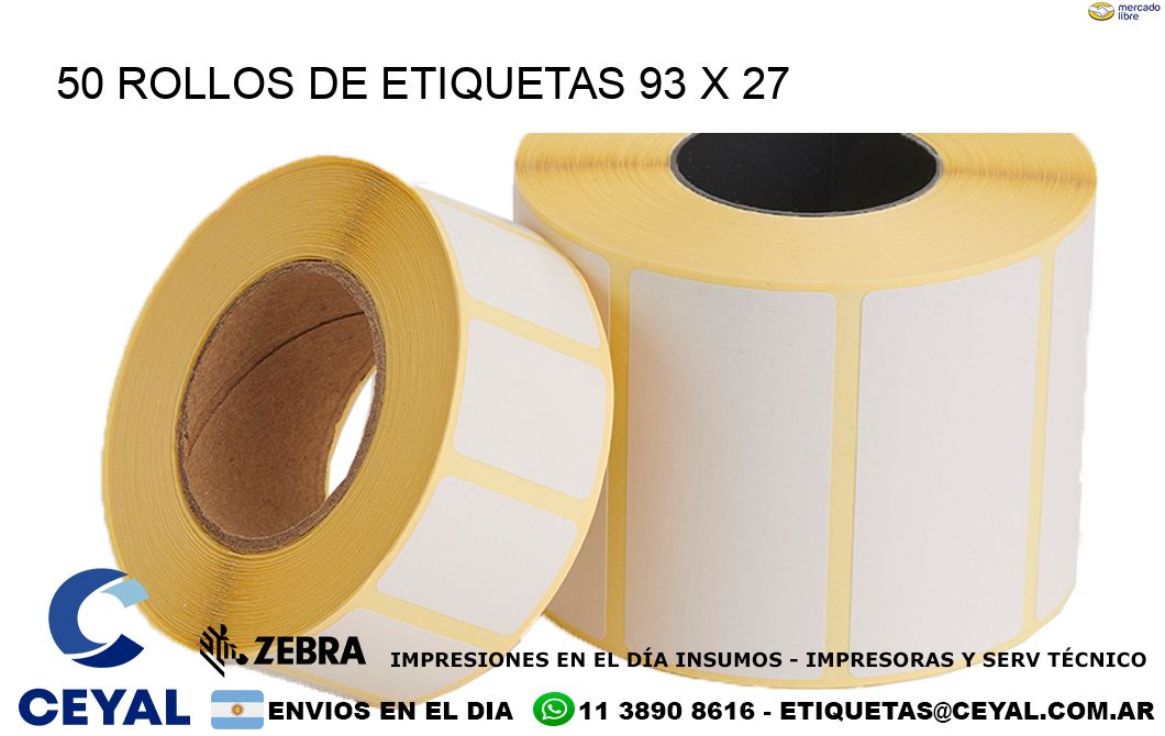 50 ROLLOS DE ETIQUETAS 93 x 27