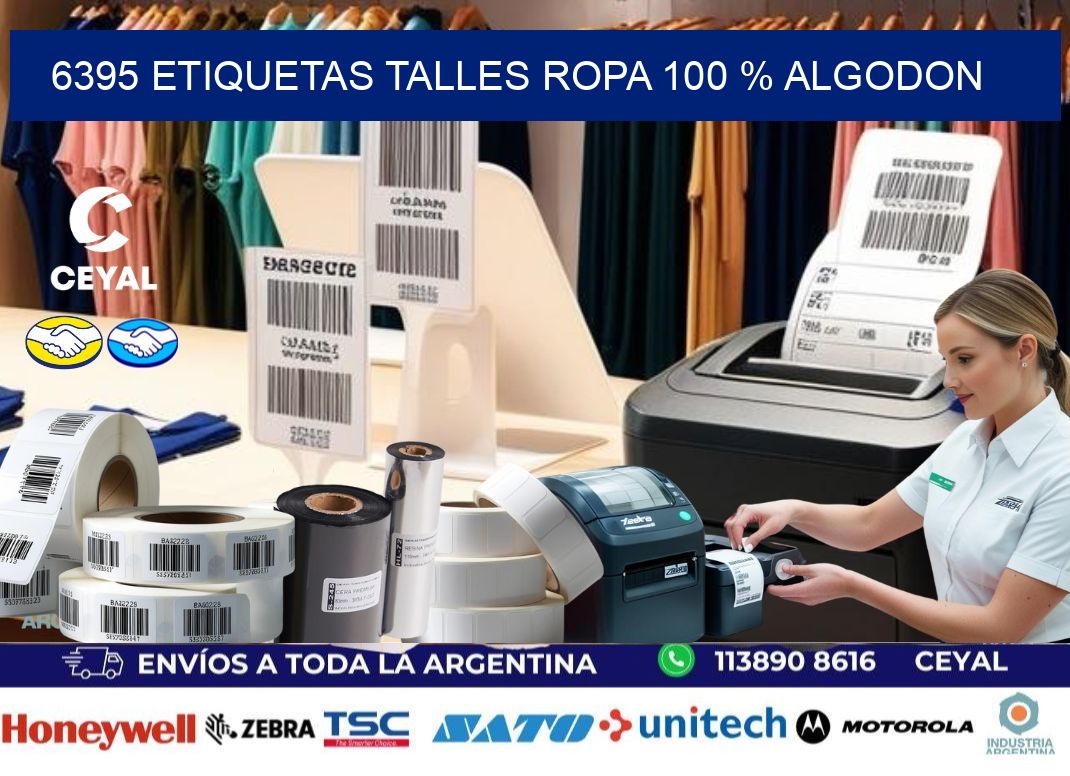6395 ETIQUETAS TALLES ROPA 100 % ALGODON