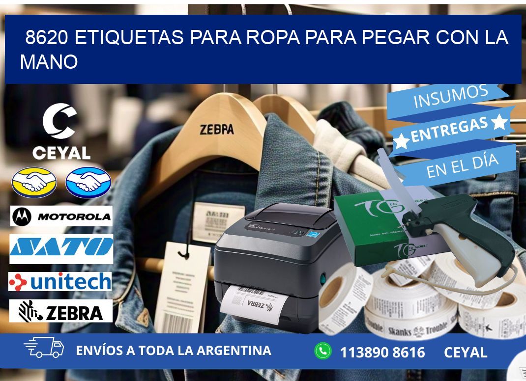 8620 Etiquetas para ropa para pegar con la mano