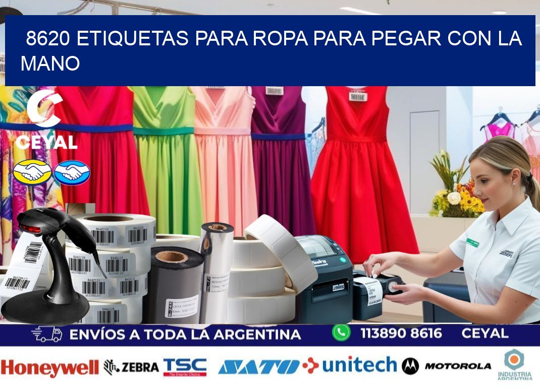 8620 Etiquetas para ropa para pegar con la mano