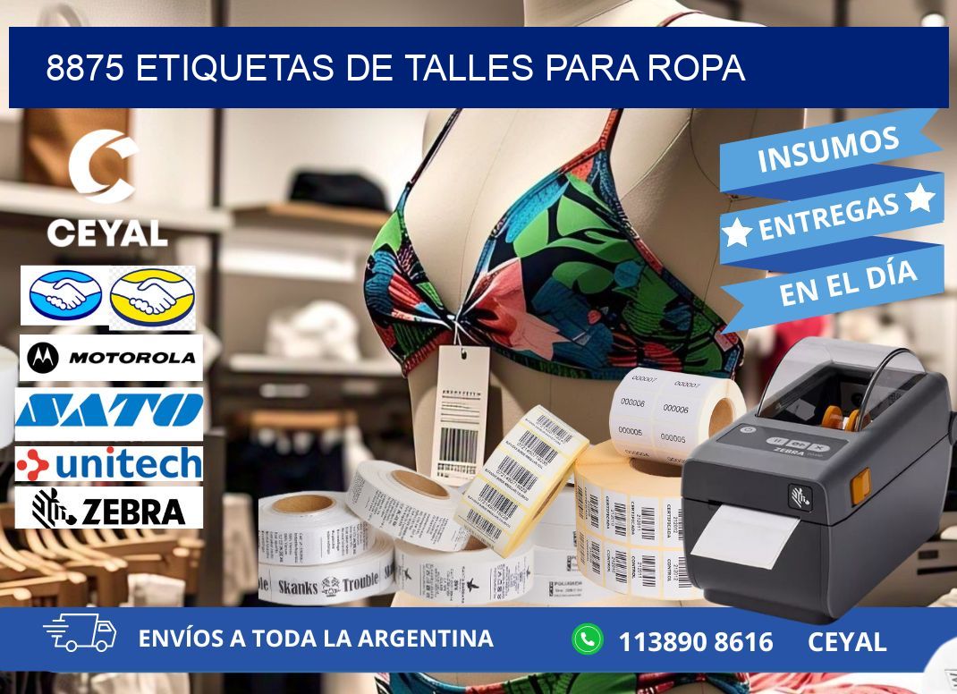 8875 etiquetas de talles para ropa