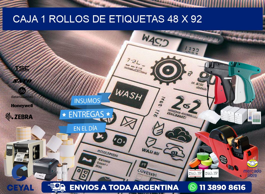 CAJA 1 ROLLOS DE ETIQUETAS 48 x 92